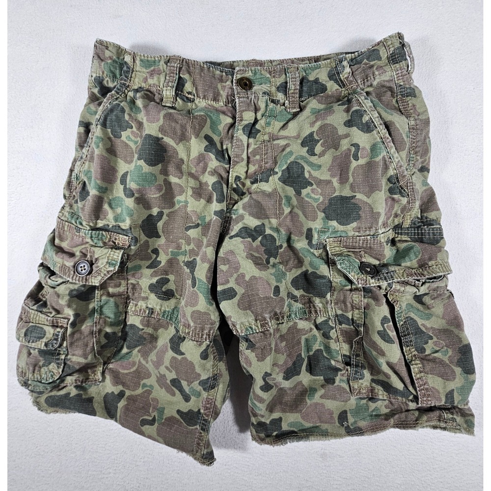 American Eagle Mens Classic Camo Cargo Shorts Green Ripstop Cotton Size 30